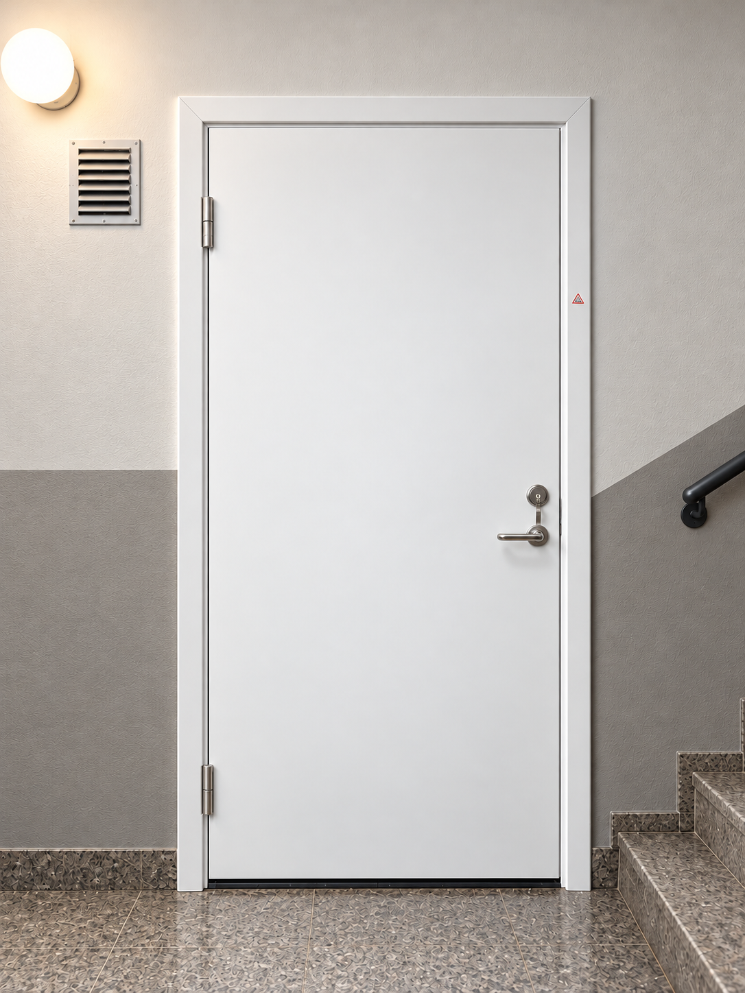 Daloc S30 M13 – Vit – Vänsterhängd. Miljöbild av vit Daloc S30, vänsterhängd